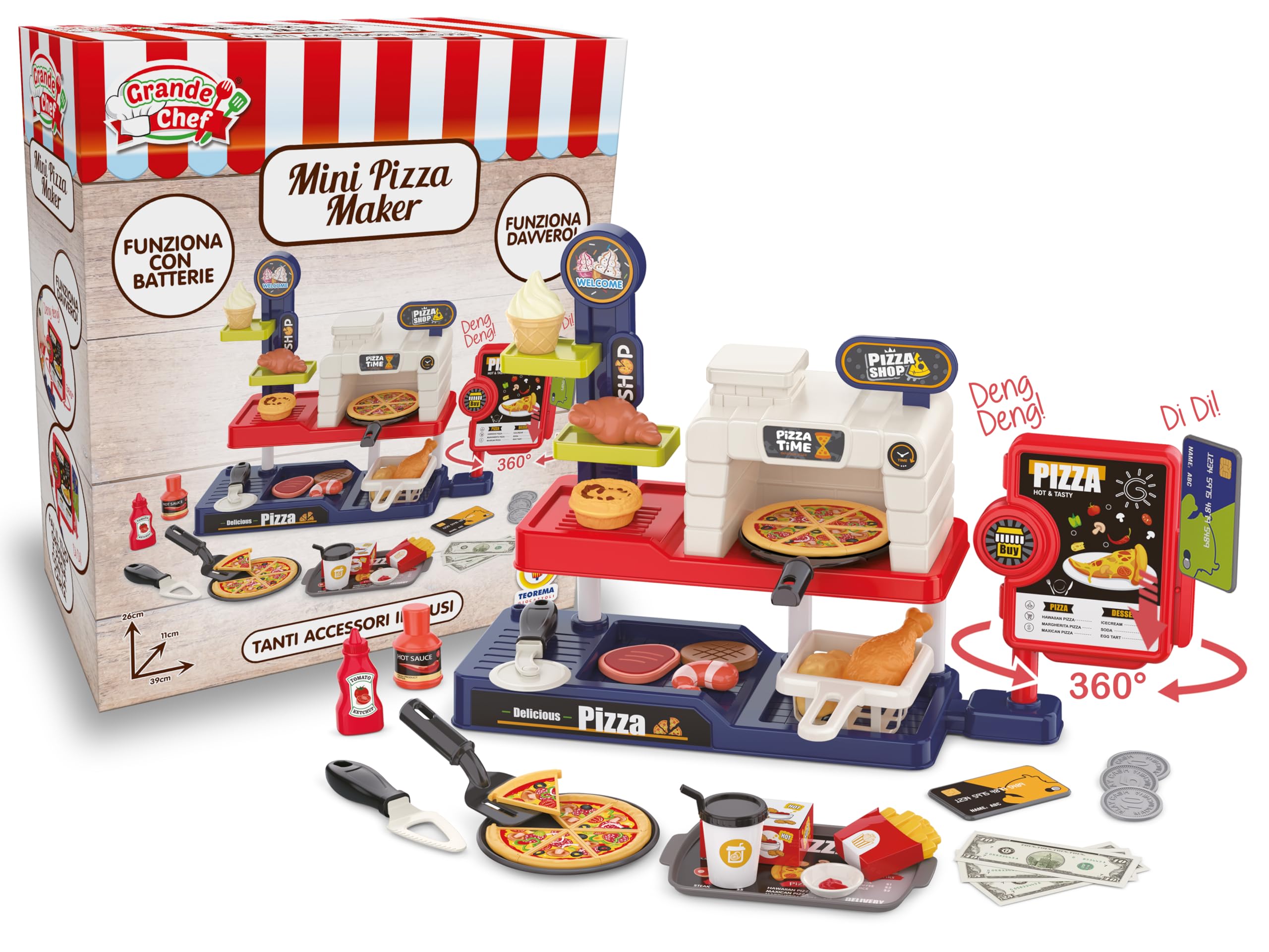 Teorema Giocattoli ,Grande Chef Mini Pizzeria, Set Cucina Bambini